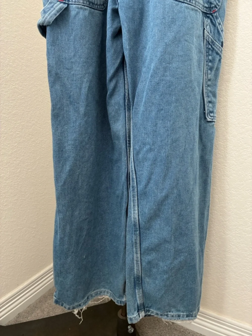 Vintage Dickies 30x30 denim blue overalls distressed destroyed well worn cotton